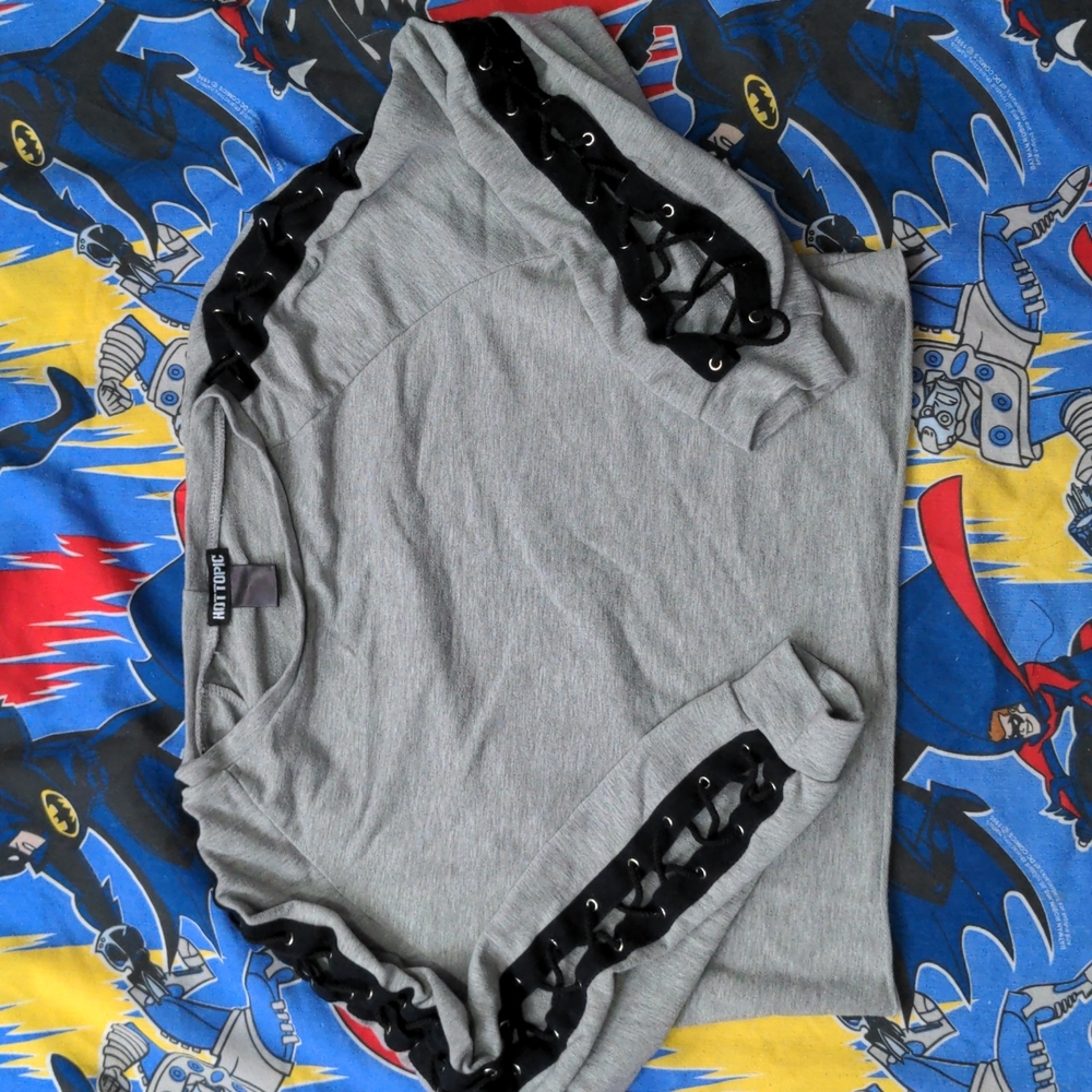 Hot Topic Lace Up Cropped Sweatshirt